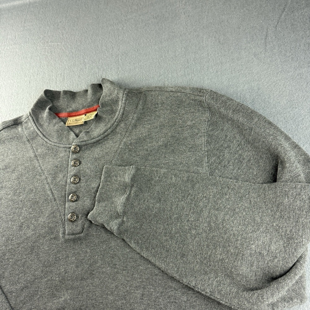 LL Bean Shirt Men's XL Gray Henley Vintage 80s 90s Baselayer Heavyweight Outdoor